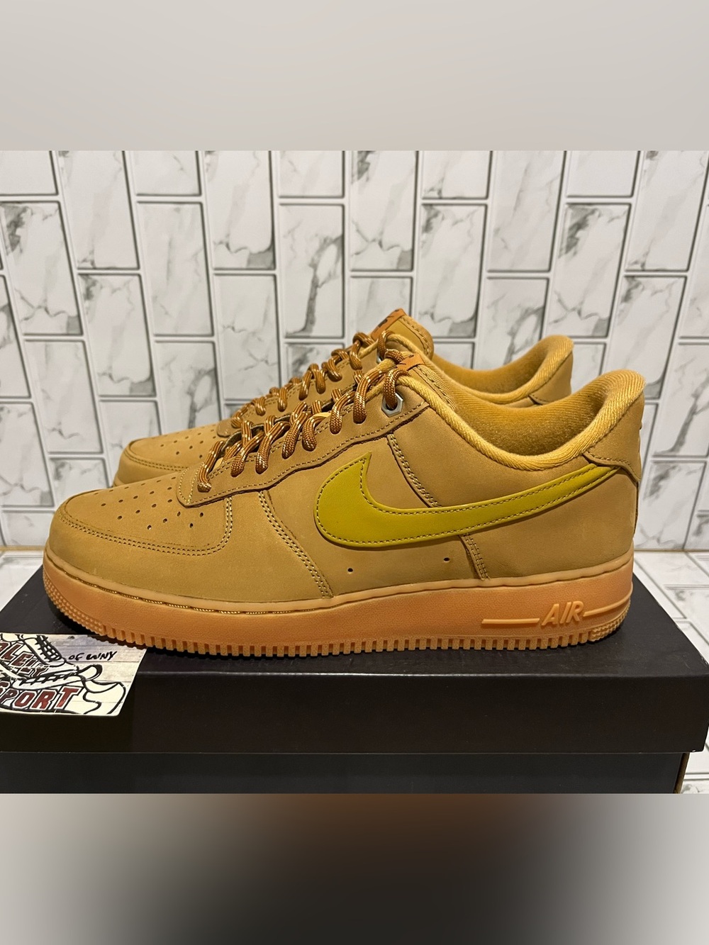 New Nike Air Force 1 Low 07 Flax Wheat Brown Leather Retro Mens Size 9 - 10